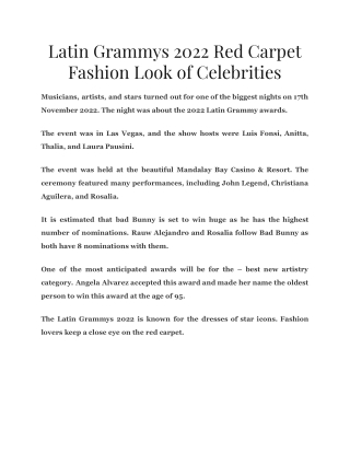 Latin Grammys 2022 Red Carpet Fashion Look of Celebritie