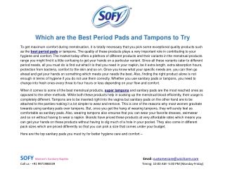 Which are the Best Period Pads and Tampons to Try
