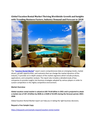 Global Vacation Rental Market Thriving Worldwide Growth and Insights
