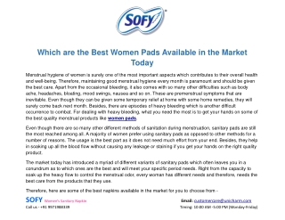 Which are the Best Women Pads Available in the Market Today