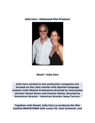 Julio Caro - Hollywood Film Producer