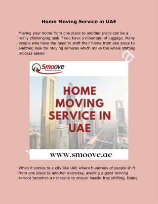 Home Moving Service in UAE