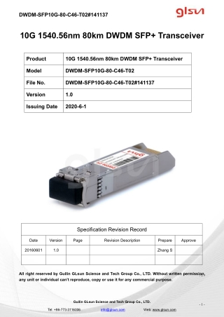 10G 1540.56nm 80km DWDM SFP  Transceiver