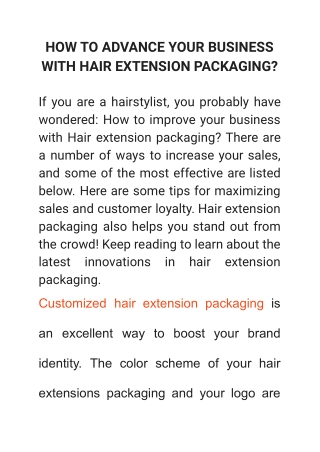 HOW TO ADVANCE YOUR BUSINESS WITH HAIR EXTENSION PACKAGING