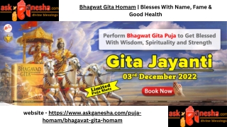 Bhagwat Gita Homam Blesses With Name, Fame & Good Health