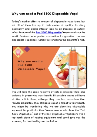 Why you need a Pod 5500 Disposable Vape!