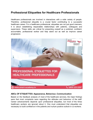 Professional Etiquettes for Healthcare Professionals