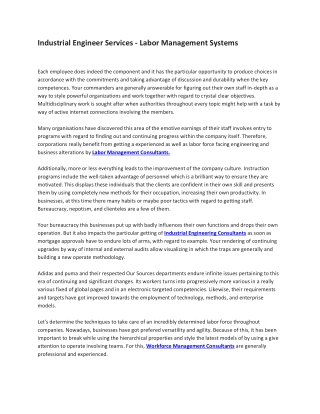 Industrial Engineer Services - Labor Management Systems