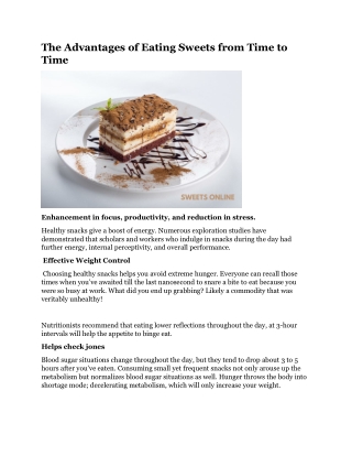 The Advantages of Eating Sweets from Time to Time