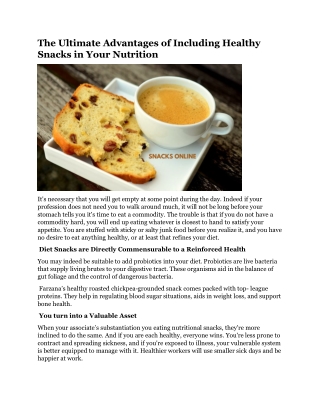 The Ultimate Advantages of Including Healthy Snacks in Your Nutrition