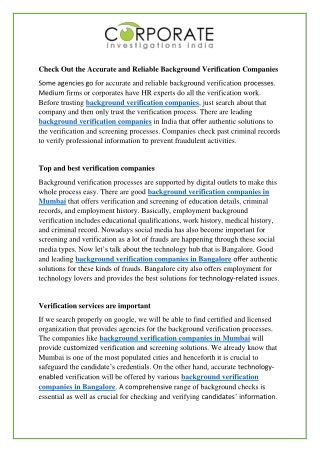 Check Out the Accurate and Reliable Background Verification Companies