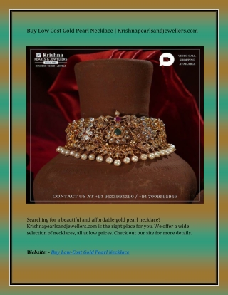 Buy Low Cost Gold Pearl Necklace | Krishnapearlsandjewellers.com