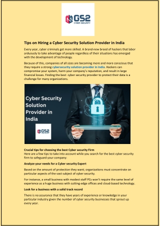 Tips on Hiring a Cyber Security Solution Provider in India