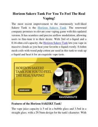 Horizon Sakerz Tank For You To Feel The Real  Vaping!