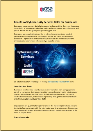 Benefits of Cybersecurity Services Delhi for Businesses
