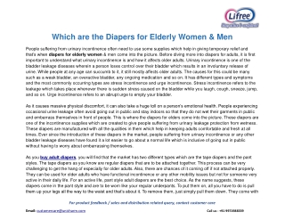 Which are the Diapers for Elderly Women & Men