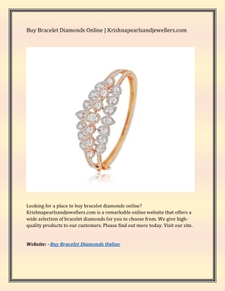 Buy Bracelet Diamonds Online | Krishnapearlsandjewellers.com