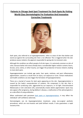 Patients In Chicago Seek Spot Treatment For Dark Spots