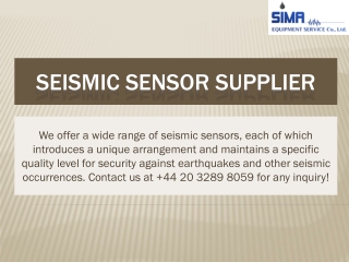 Seismic Sensor Supplier