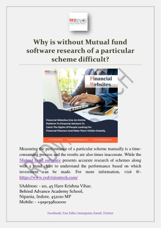 Why is without Mutual fund software research of a particular scheme difficult