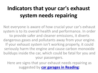 Indicators that your car's exhaust system needs repairing