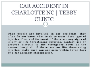 CAR ACCIDENT IN CHARLOTTE NC | Tebby Clinic