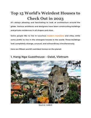 Top 15 World’s Weirdest Houses to Check Out in 2023