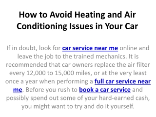 How to Avoid Heating and Air Conditioning Issues in Your Car