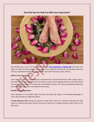 How Elite Spa Can Help You With Laser Liposuction