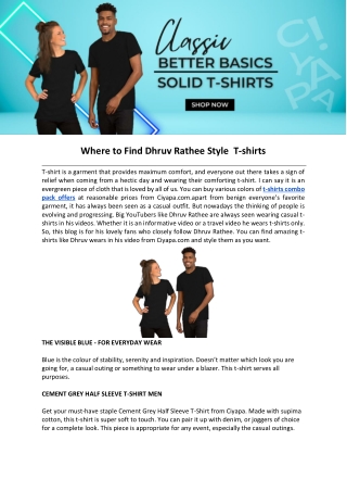 Where to Find Dhruv Rathee Style  T-shirts