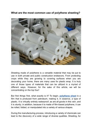 what are the most common use of polythene sheeting