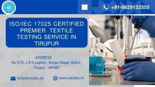 ISOIEC 17025 Certified Best Textile Testing Service in Tirupur