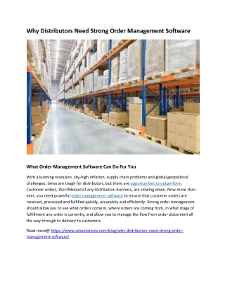 Why Distributors Need Strong Order Management Software