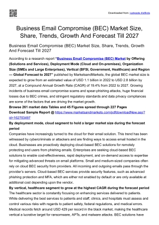 Business Email Compromise (BEC) Market Size, Share, Trends, Growth And Forecast