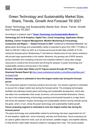 Green Technology and Sustainability Market Size, Share, Trends, Growth