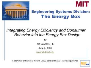 Engineering Systems Division: The Energy Box