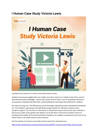 I Human Case Study Victoria Lewis