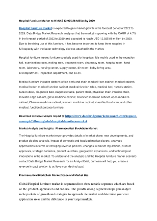 Hospital Furniture Market to Hit US 12,925.88 Million by 2029