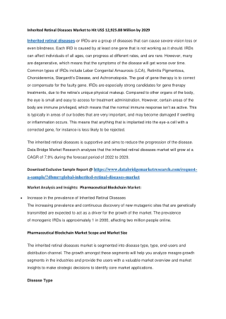 Inherited Retinal Diseases Market to Hit US 12,925.88 Million by 2029