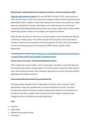 Sleep Disorder Treatment Market Size, Projections, Key Drivers, Trends and Analysis by 2029