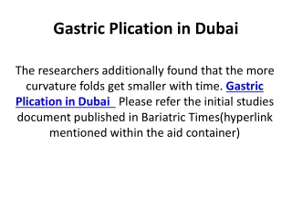 Gastric Plication in Dubai