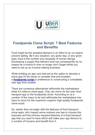 Foodpanda Clone Script: 7 Best Features and Benefits