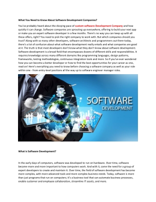 What You Need to Know About Software Development Companies
