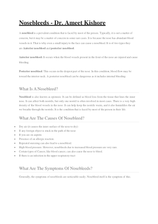 Nosebleeds - Dr. Ameet Kishore