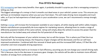 Pros Of ECU Remapping