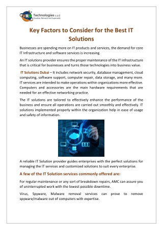 Key Factors to Consider for the Best IT Solutions