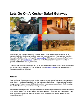 Lets Go On A Kosher Safari Getaway