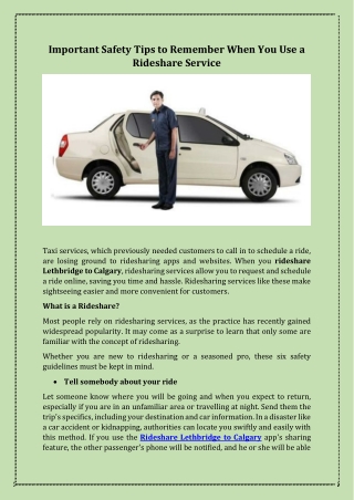 Important safety tips to remember when you use a rideshare service