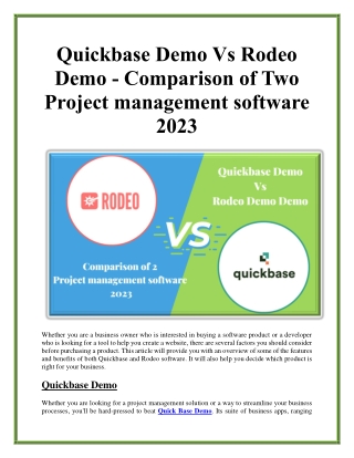 Quickbase Demo Vs Rodeo Demo
