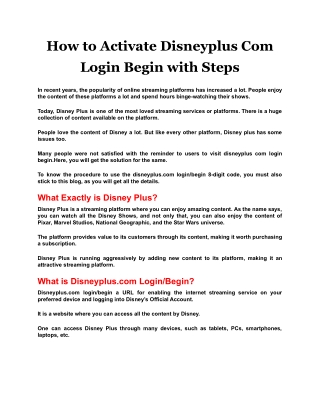 How to Activate Disneyplus Com Login Begin with Steps